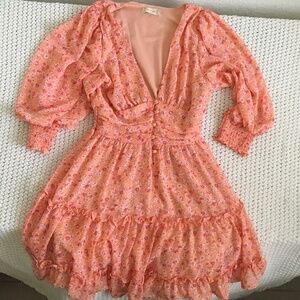 ALTARD STATE ORANGE AND PINK EASY FLOW DRESS, JUNIOR SIZE SMALL